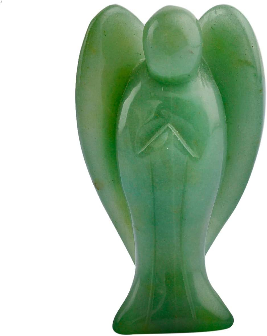 mookaitedecor 3 Inch Green Aventurine Crystal Guardian Angel Gemstone Carved Figurine Statue Home Ornament