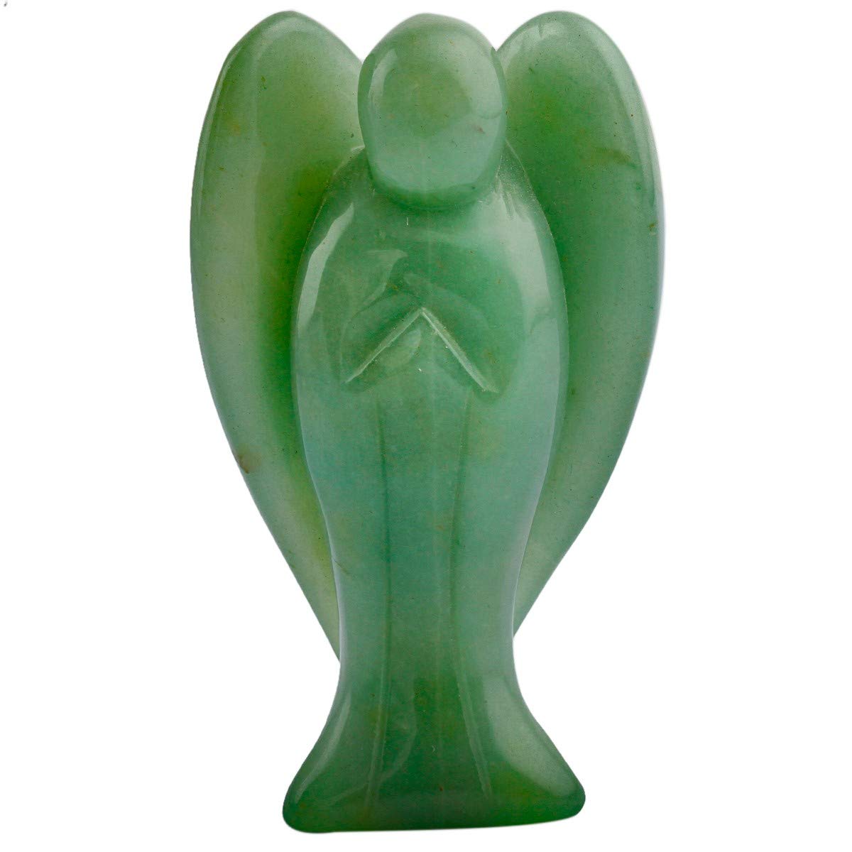 mookaitedecor 3 Inch Green Aventurine Crystal Guardian Angel Gemstone Carved Figurine Statue Home Ornament, Healing Crystal Gifts, Love Peace Lucky Charm Stone Angel for Reiki Chakra Decoration