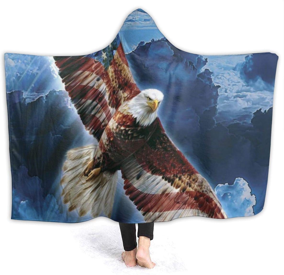 DLZXHomer Hooded Bed Blanket,American Eagle,Print Super