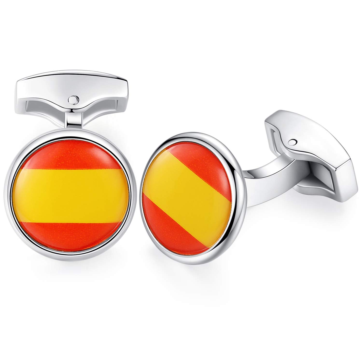 HONEY BEAR National Flag Cufflinks Italy Spanish French Germany for Mes Shirt Accessories Business Wedding Gift (Spanish ES Flag)