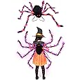 Camlinbo 64 LED Halloween Spider Costume Kids Colorful Spider Costume with Lights Plush Spider Halloween Accessories Decor