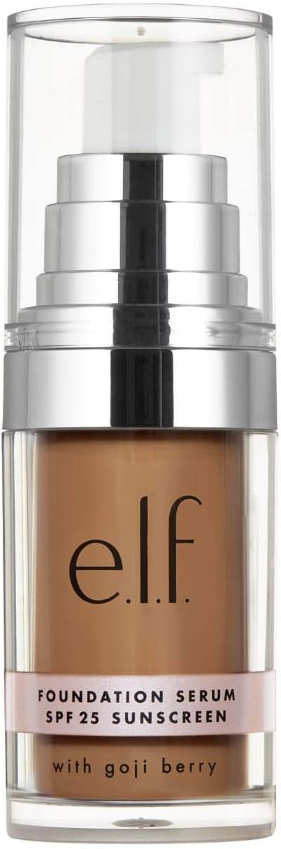 e.l.f. - Beautifully Bare Foundation Serum SPF 25, Medium/Dark - 0.47fl oz/14 ml, Brown, 14 ml (Pack of 1)