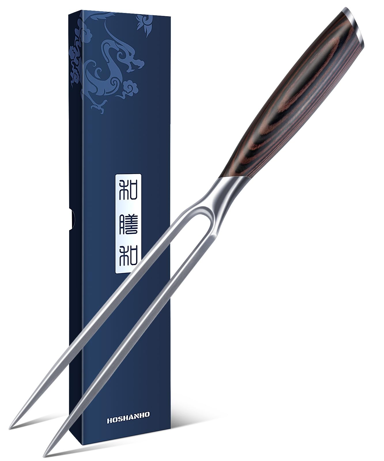 HOSHANHO Meat Fork 7 Inch, Razor Sharp Double-Prong Carving Fork for Meat, Professional Japanese High Carbon Stainless Steel Kitchen Serving Fork for Turkey and Barbecue Image
