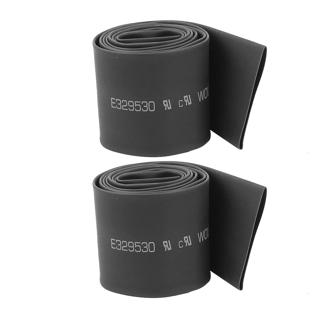 Sourcingmap 2Pcs 30mm Diameter Black Polyolefin Heat Shrink Tube Shrinkable Sleeving 90cm Long
