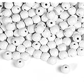 [400PCS] White Wooden Beads, 16mm Large Round Pure White Painted Natural Wood Loose Spacer Beads Bulk for DIY Crafts Festival Home Party Decoration