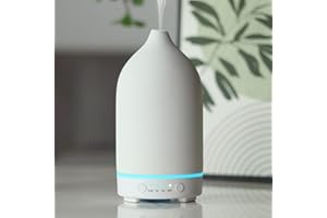 Essential Oil Diffuser Ultrasonic Aromatherapy Diffuser 150ml Ceramic Stone Aroma Diffuser with 7 Colors LED Night Light 4 Ti