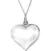 Ritastephens Puff heart trendy pendant charm Necklace 18 inches long Sterling Silver 925 Necklace for Women | Shiny Puffed Heart Pendant Necklace | Hypoallergenic & Nickel-Free | Elegant Gift for Her