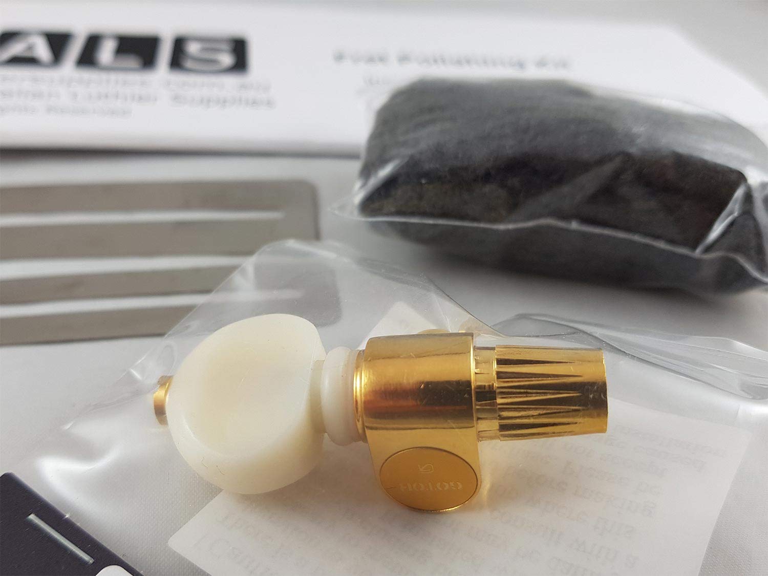 Gotoh 5th-String Banjo Tuner (Bonus ALS Fret Polishing Kit) SPBJ5-AIG Model Tuner by Gotoh Japan Gold with Pearloid Button - Fret Polishing Kit by Australian Luthier Supplies