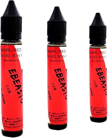 Amazon 30ml 3本 セット 電子タバコリキッド マル 赤 Marlbono Red Set ニコチンゼロ Ebeasto 電子たばこ用リキッド