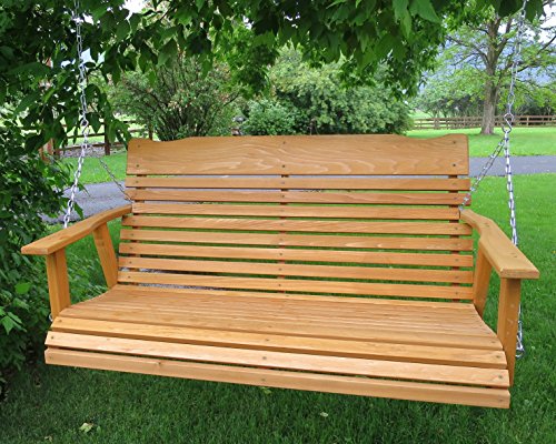 4' Cedar Porch Swing, Amish Crafted W/stained Finish - Includes Chain & Springs