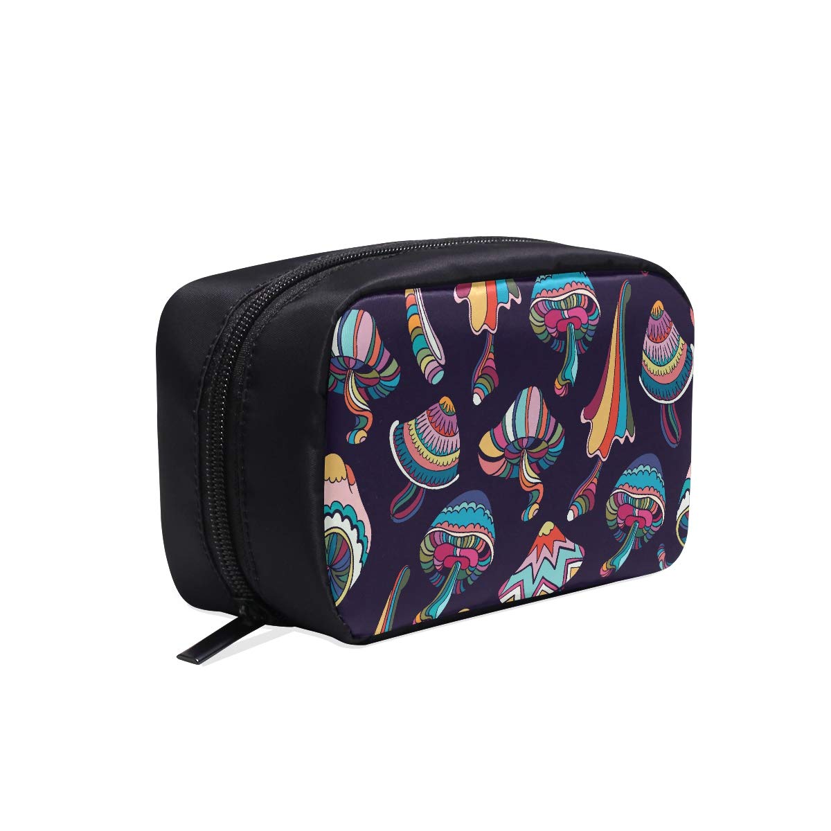 Best Makeup Bags For Women Seamless Pattern Colorful Mushrooms Doodle Style Compact