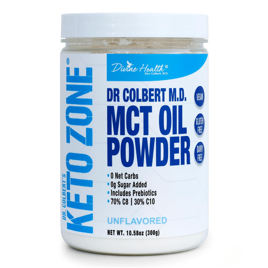 Dr. Colbert's Keto Zone MCT Oil Powder - Vegan - Unflavored - 300 Gram - 30 Servings