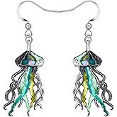 NEWEI Funny Enamel Whale Octopus Jellyfish Shark Earrings Seahorse Dangle Beach Jewelry for Women Hawaiian Gifts