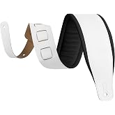 Levy's Leathers Amped Leather Series 3" Wide Top Grain Leather Guitar Straps, White and Black (M26PD-WHT_BLK)