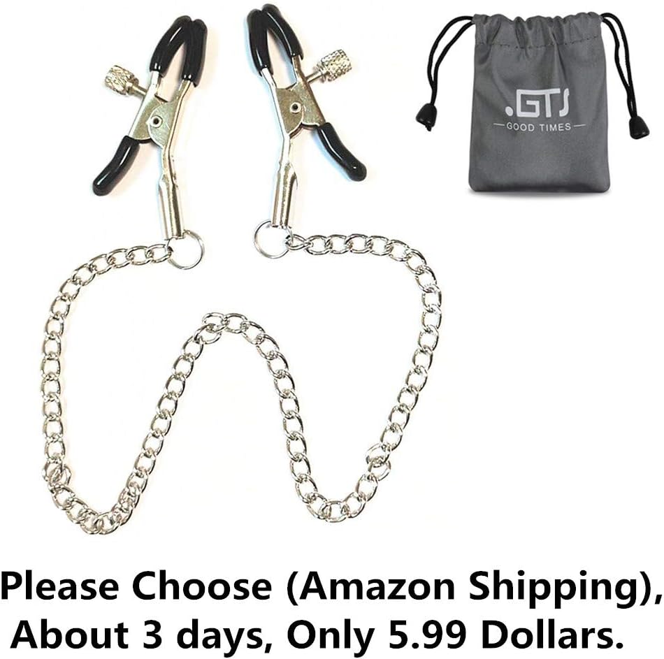 Adjustable Stainless Steel Faux Jewelry Screw Clip on Body Piercing Rings Nipplé Clamps with Metal Chain (11)