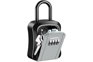 LOFICOPER Key Lock Box for Outside, Wall Mount Key Safe Box, Waterproof Key Storage Box with 4 Digit Combination, Detachable Shackle, for Door Handle, Car, Gate