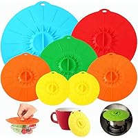 【7 Pack】Silicone Covers, Various Sizes Food Cover, Reusable Suction Seal Heat Resistant Microwave Lids for Cups, Bowls…