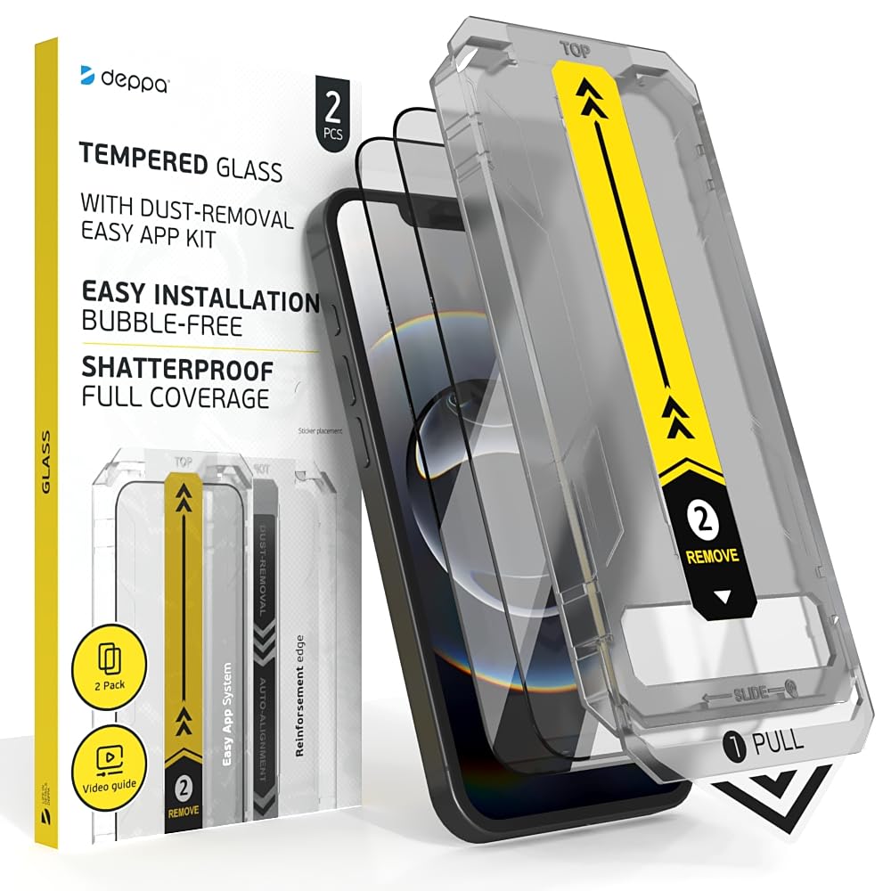 Deppa | 2-Pack | Screen Protector for iPhone 17e/16e/14/13/13 Pro (6.1") with Smart Installation Tray | Dust & Bubble-Free | 9H Tempered Glass | Full Coverage | Easy Install