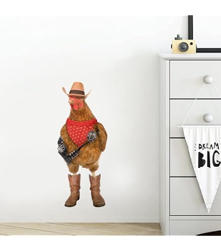 Funny Chicken Wall Decals - Peel And Stick Hen Stickers For Bedroom, Kitchen, Farmhouse Decor (2 Pieces) - View #7