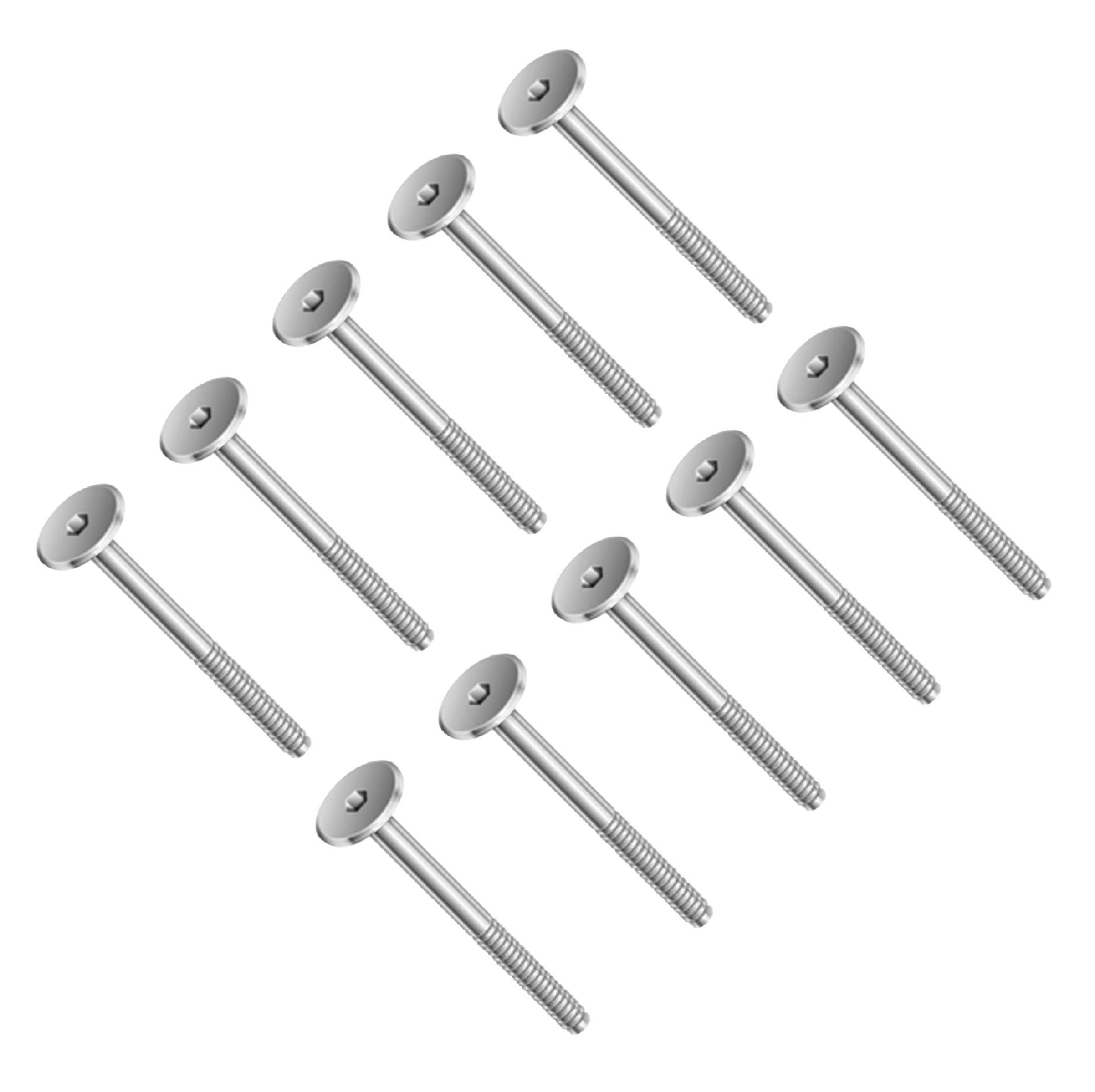 TERF® M6 X 60mm Joint Connector Bolts M6 (6mm) X 60mm Barrel Bolts Hex Allen Key Socket Flat Head Furniture Joint Connector Bolt - Pack of 10