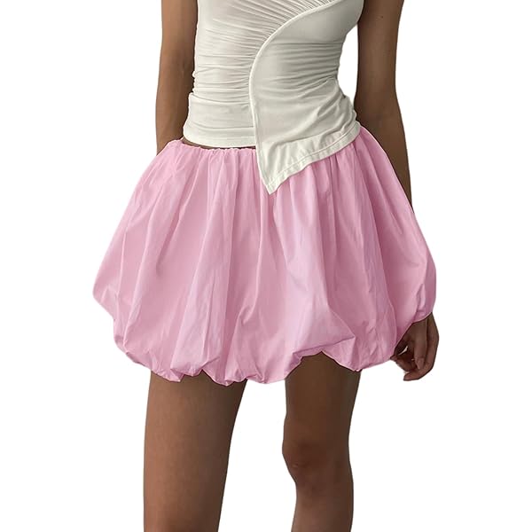 Amazon.com: Muineobuka Women Girls Bubble Mini Skirt Low Waist