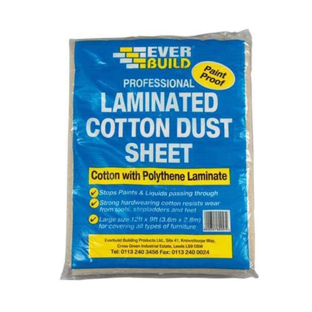 Everbuild Professional Laminated Cotton Dust Sheet, 12 ft x 9 ft (3.7 m x 2.7 m)