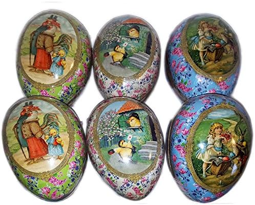 Nestler German Paper Mache Easter Egg Boxes Large 7" Vintage Style Set of 6