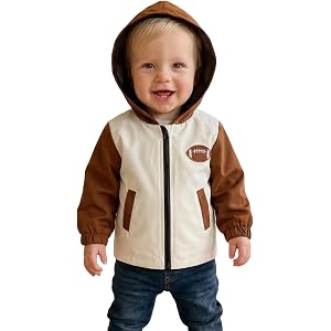 Liuckyxin Toddler Baby Football Outfit Boys Windbreaker Jacket for Game Day | 6M-8Y Baby Boy Football Outfit for Fall Spring