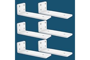 MLOQI 6 Pack Floating Shelf Bracket Heavy Duty, Hidden Shelf Brackets 5mm Thick L Brackets for Shelves up to 50 KG (White 20cm)