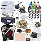 Rehab Ink Complete Tattoo Set w/ 2 Machines, Power Supply, 7 Starbrite Ink Colors, Skull Ink Holder & More