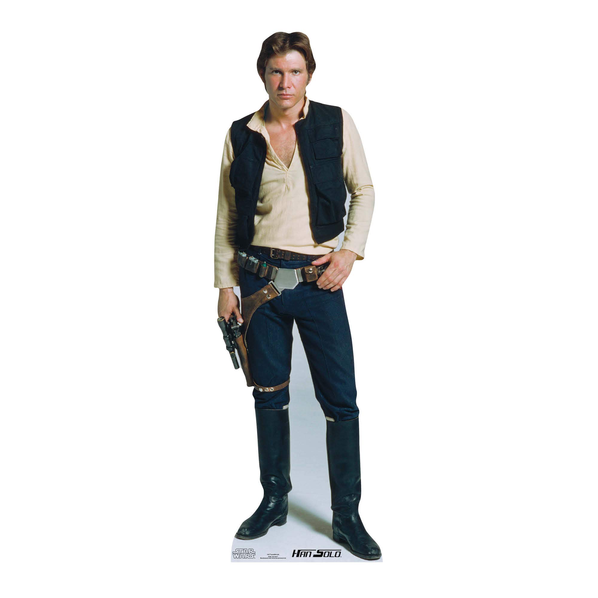 Star Cutouts Ltd SC482 Official Star Wars Han Solo (Harrison Ford) Lifesize Cardboard Cutout, Black and Peach