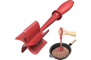 SHADOWGALLERY Upgrade Meat Chopper, Heat Resistant Meat Masher for Hamburger Meat, Ground Beef Smasher, Nylon Hamburger Chopper Utensil, Ground Non Stick Mix Chopper, Mix and Chop, Potato Masher Tool（Red）