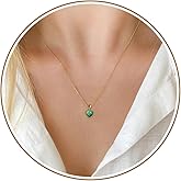 ANOBLEJRY Birthstone Necklace for Women Birthday gifts for Sister Simple Gold Heart Necklace Back to School Stuff for Her Chrismas Gold Birthstone Necklace for Women