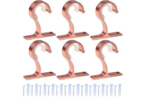 Floweringbeter Strong Support Curtain Rod Bracket Set, 6 Pieces with Screws for Ceiling Use with 25 28mm Rods for Various App