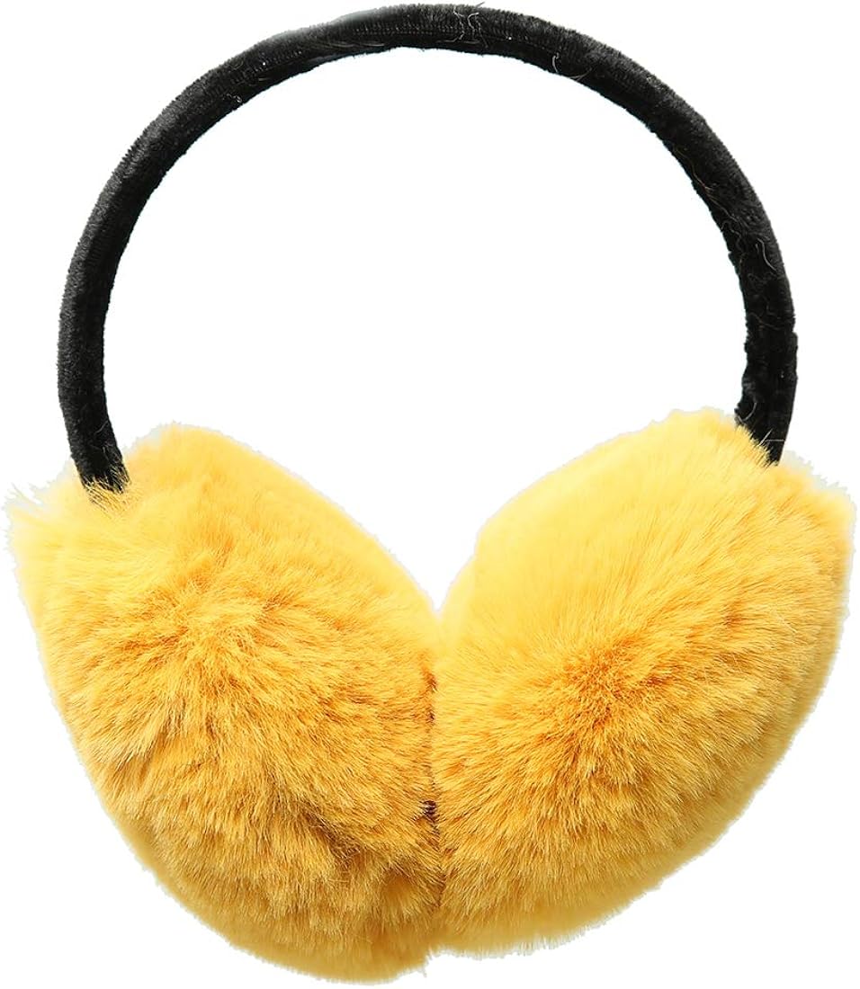 Amazon Co Jp Beflurify イヤーマフ レディース 子供 フェイク ファー 防寒 ふわふわ かわいい 耳あて 長さ調整可 イエロー 服 ファッション小物