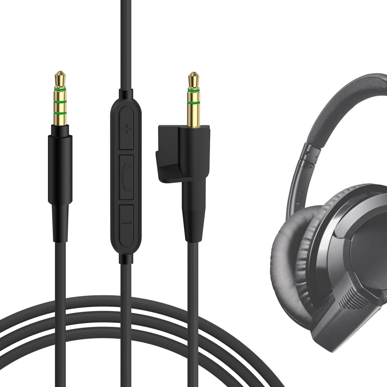 GEEKRIA Audio Cable with Mic Compatible with Bose Around-Ear AE2, AE2i, AE2w Cable, 2.5mm Aux Replacement Stereo Cord with Inline Microphone and Volume Control (4 ft/1.2 m)
