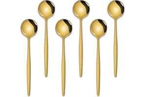 5.1 Inch Coffee & Tea Spoon,6 Pieces Gold Stainless Steel Teaspoon,Mini Spoons for Dessert and Coffee,Durable Demitasse Coffe