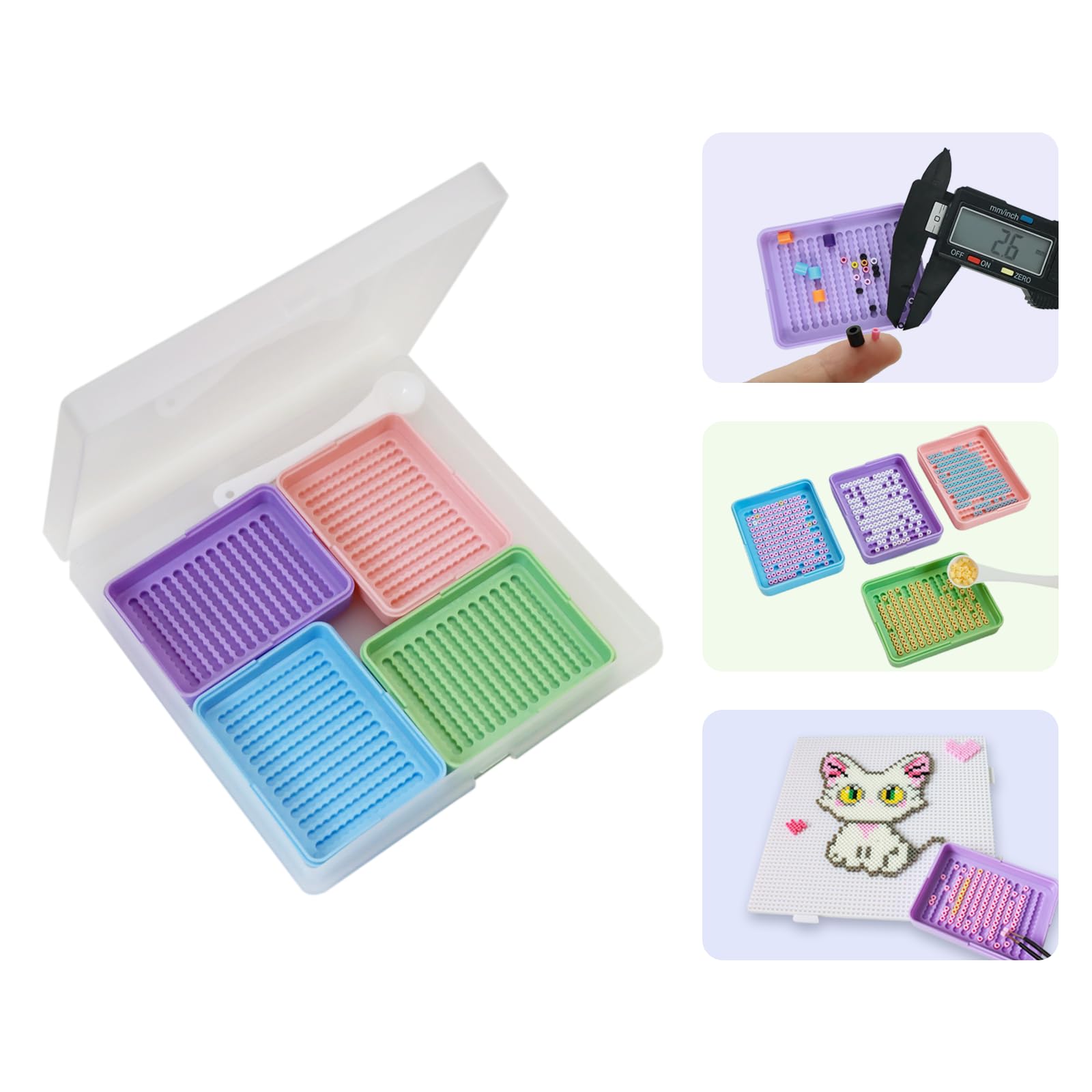 Photo 1 of Kculswin 2.6mm Mini Fuse Beads Picking Tray Kit, User-Friendly Efficient Sorting Trays for 2.6mm Iron Beads with 4 Trays,1 Storage Box,1 Spoon
