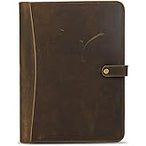 Leather Portfolio Organizer Padfolio Document Organiser with Resume & Card Slots,Pen Holder,Writing PadFolio for Writing Legal Pad for Men & Women (Retro Padfolio Organizer)