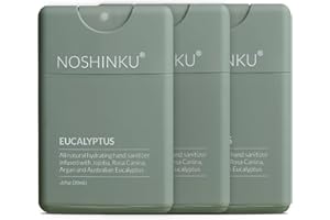 Noshinku Refillable Pocket Hand Sanitizer Eucalyptus 3-Pack | Antibacterial Sanitizing Mist with Moisturizing Botanical Oils | FDA Registered | Sugarcane Derived Alcohol | Travel Size
