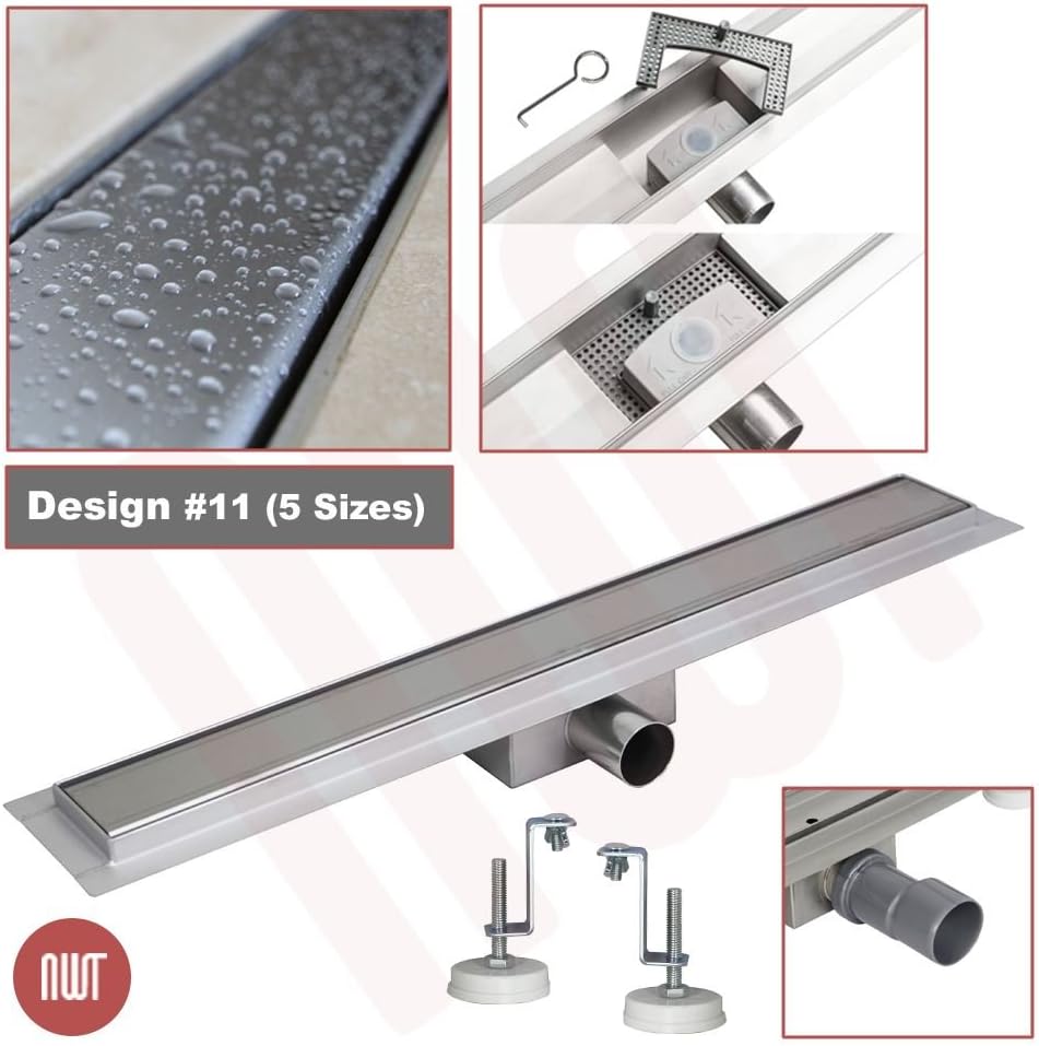 1000mm x 70mm Stainless Steel Rectangular Wetroom Drainage Gully