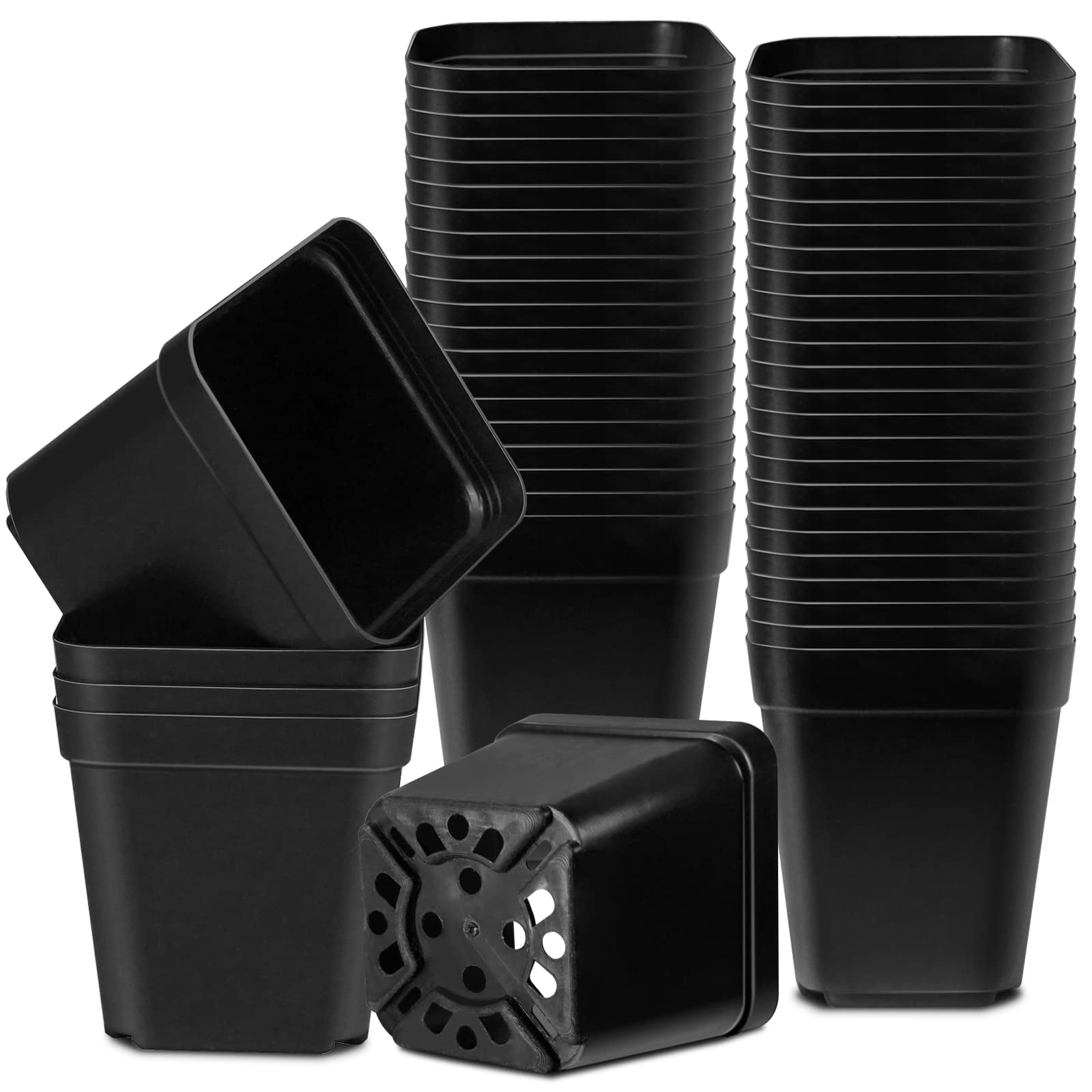 Muzhira Pots for Seed Starting/Cuttings, 7cm 20pcs Plastic Square Plant Nursery Pots,Seed Pot Flower Plant Container for Fruit, Vegetable, Plant, Succulents, Seedlings, Cuttings, Transplanting