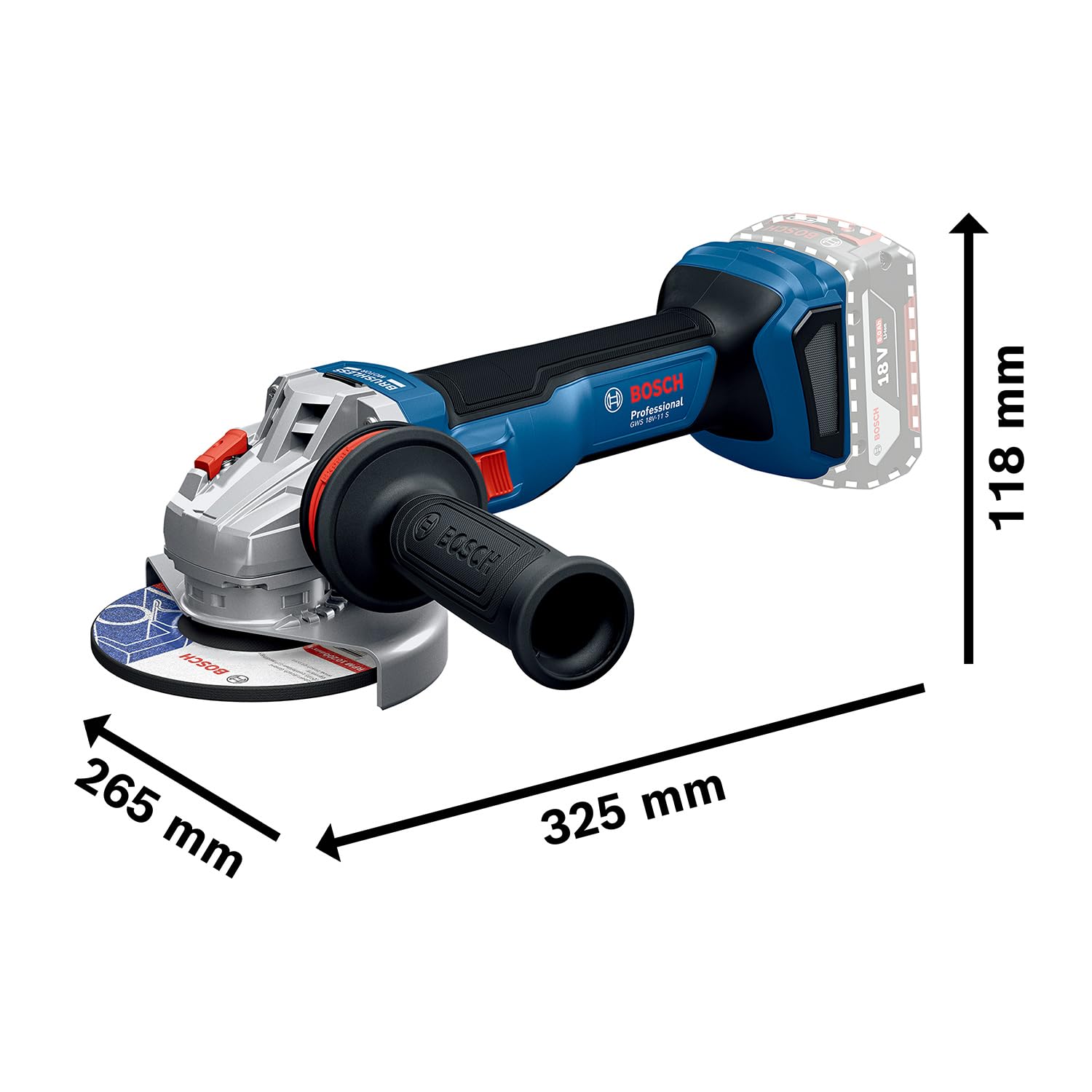 Bosch Professional 18V System Akku-Winkelschleifer GWS 18V-11 S (Scheibendurchmesser 125 mm) 6