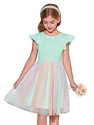 Haloumoning Girls Tutu Dress Ruffle Short Sleeve