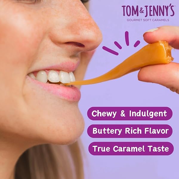 TOM & JENNY’S SUGAR FREE CANDY SOFT CARAMELS INDIVIDUALLY WRAPPED – SEA SALT & VANILLA – LOW NET CARB KETO ZERO SUGAR CANDY WITH ALLULOSE & MALTITOL (CLASSIC CHEWY CARAMELS) 1 PACK