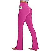 IUGA Mini Flare Leggings for Women Tummy Control Hidden Scrunch Butt Flared Yoga Pants with Pockets No Front Seam Workout