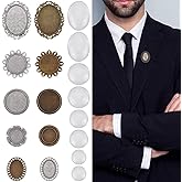 SUNNYCLUE 1 Box 10Pcs Brooch Making Kits Wedding Boutonniere Memoral Oval Half Round Glass Cabochon Brooch Blank Bezel Tray Blanks Vintage Brooch Pins for Jewelry Making DIY Craft Gifts Supplies