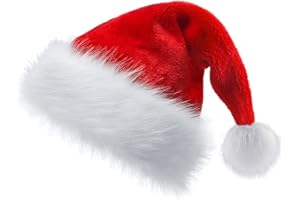 HDLJD Santa Hat - Adult Long Furry Christmas Hats for Women and Men - Perfect for Christmas Day Party Decorations