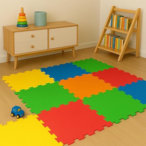 Activo Foam Play Mat 9pcs 29CM x 29CM Large Interlocking Foam Mat for Babies, Toddlers and Kids, Interlocking Soft Play Tiles for Baby Play Room