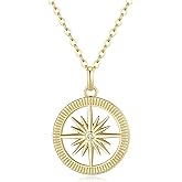 GAVU Compass Necklace for Women, 925 Sterling Silver Diamond Compass Necklace for Women